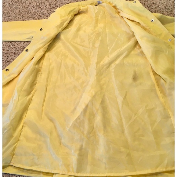 Paul Harris Design Small Yellow Rain Coat Midi Jacket Snap Front Collared Belted - Picture 12 of 12